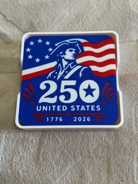 Hand Crafted 3D printed Red, White, Blue 250th Anniversary Set of 4 Coasters